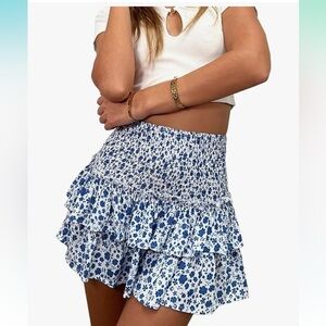Flower high waist mini skirt